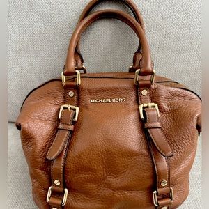 Michael Kors brown pebbled leather satchel purse bag